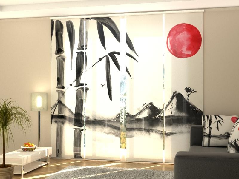 Paneļu aizkari (4 daļas) Beautiful Japanese Watercolor Home Trends
