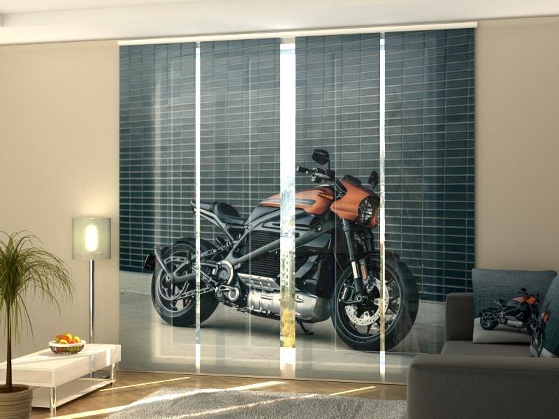 Paneļu aizkari (4 daļas) Black Motorbike Harley Davidson Home Trends