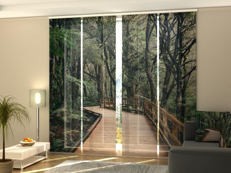 Paneļu aizkari (4 daļas) Boardwalk in Forest Home Trends