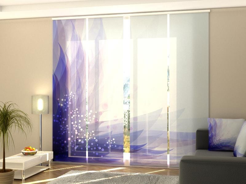 Paneļu aizkari (4 daļas) Curtains Abstract Blue Flower Home Trends