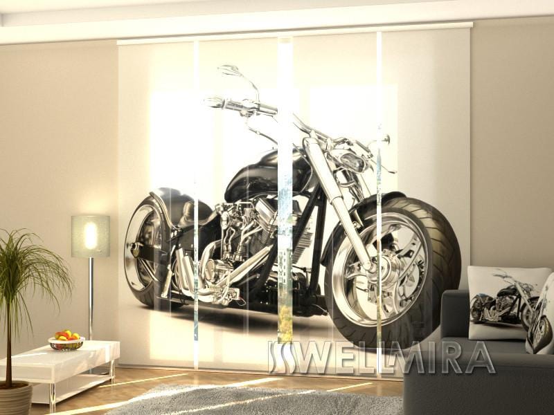 Paneļu aizkari (4 daļas) Curtains Black Motorbike Home Trends