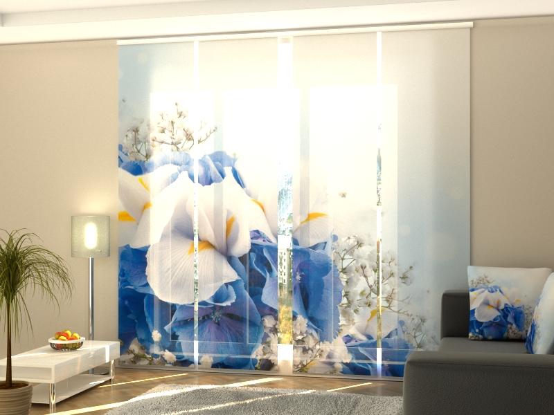 Paneļu aizkari (4 daļas) Curtains Blue and White Bouquet Home Trends