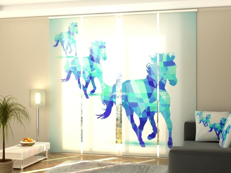 Paneļu aizkari (4 daļas) Curtains Blue Horses Home Trends