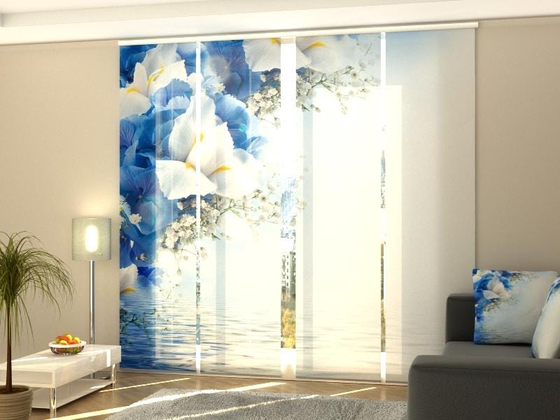Paneļu aizkari (4 daļas) Curtains Blue Irises 2 Screen / 140 / 40 Home Trends