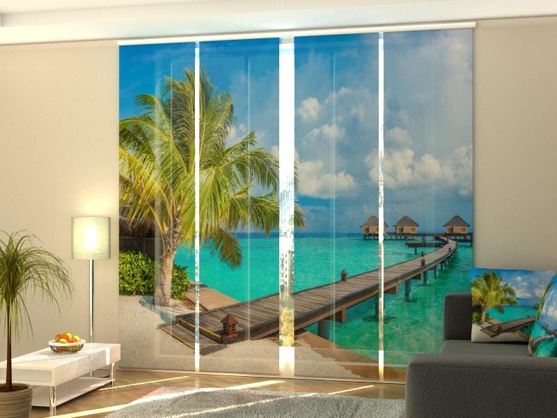 Paneļu aizkari (4 daļas) Curtains Bungalows in the Maldives Home Trends