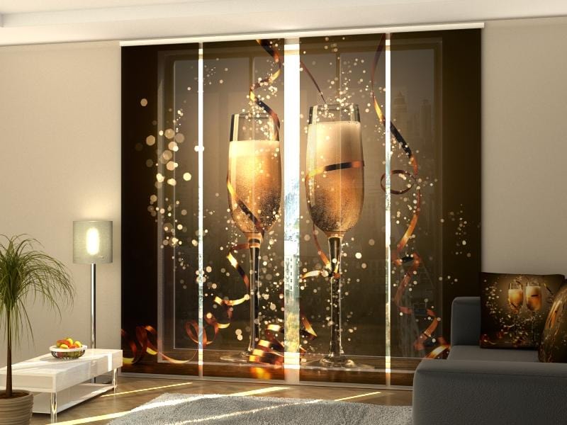 Paneļu aizkari (4 daļas) Curtains Christmas Champagne Screen / 140 / 40 Home Trends