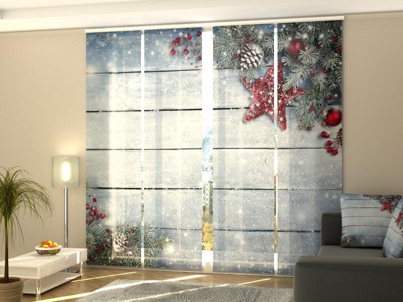 Paneļu aizkari (4 daļas) Curtains Christmas Red Star 3 Home Trends