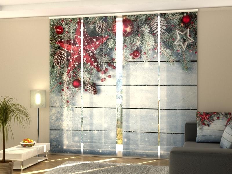 Paneļu aizkari (4 daļas) Curtains Christmas Red Star Home Trends
