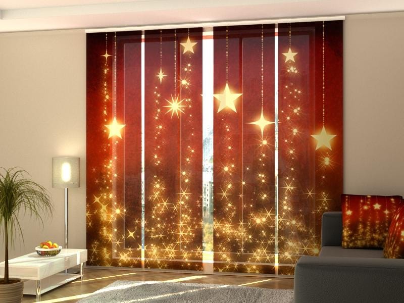 Paneļu aizkari (4 daļas) Curtains Christmas Stars Background Home Trends