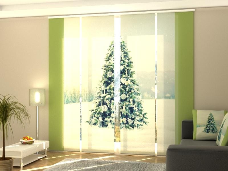 Paneļu aizkari (4 daļas) Curtains Christmas Tree with White Decorations Home Trends