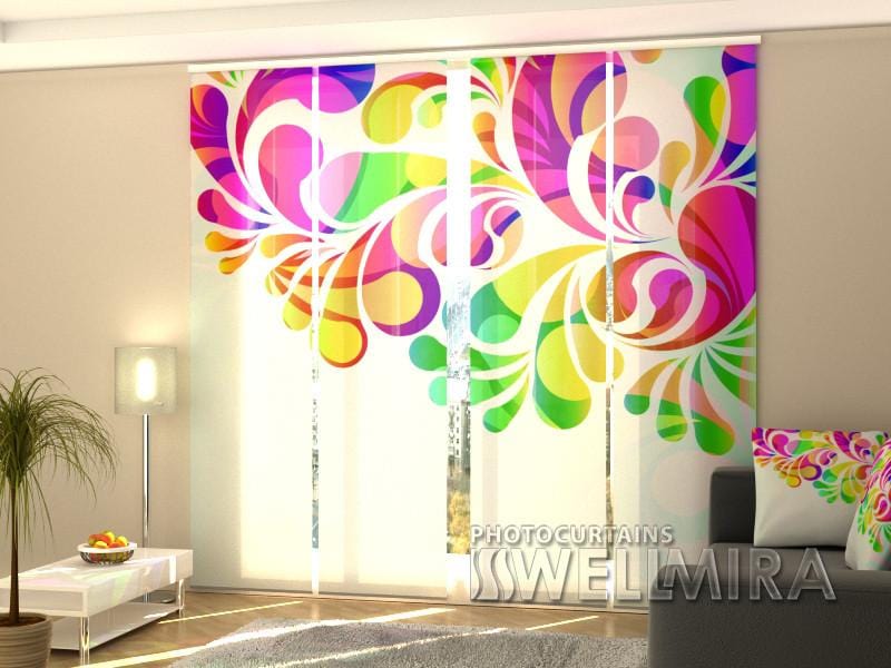 Paneļu aizkari (4 daļas) Curtains Colorful Flower Home Trends