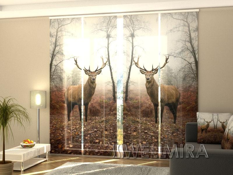 Paneļu aizkari (4 daļas) Curtains Deer in Forest Home Trends