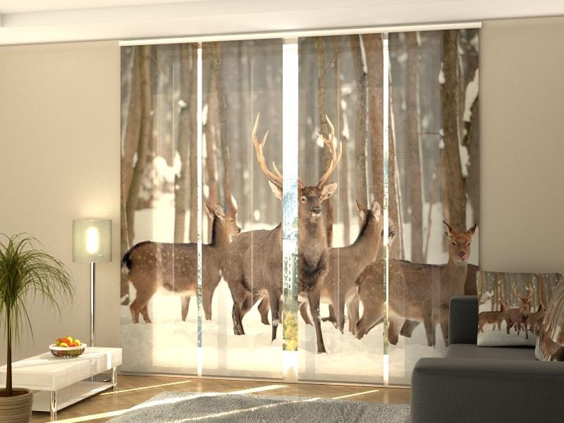 Paneļu aizkari (4 daļas) Curtains Deers in Winter Home Trends