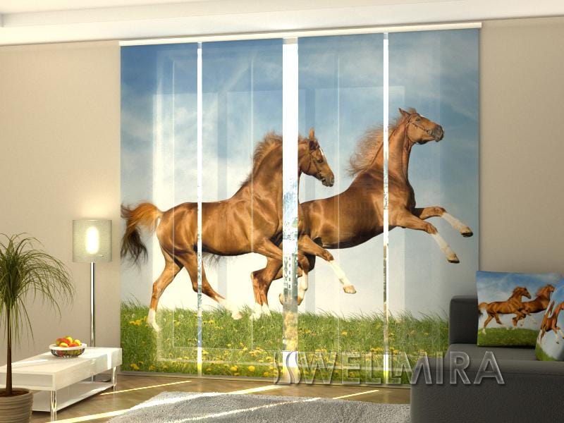 Paneļu aizkari (4 daļas) Curtains Fast Horses Home Trends