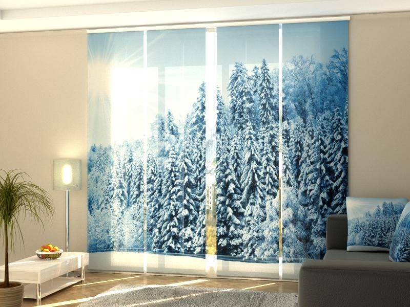 Paneļu aizkari (4 daļas) Curtains Forest with Snow and Hoarfrost Home Trends