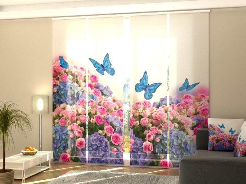 Paneļu aizkari (4 daļas) Curtains Garden Bouquet and Blue Butterflies Home Trends