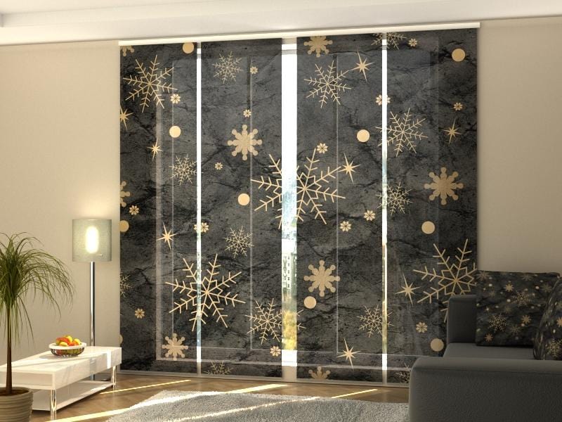 Paneļu aizkari (4 daļas) Curtains Golden Snowflakes Home Trends