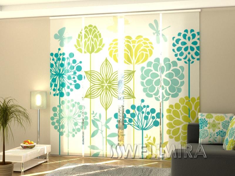 Paneļu aizkari (4 daļas) Curtains Graphic Flowers Home Trends