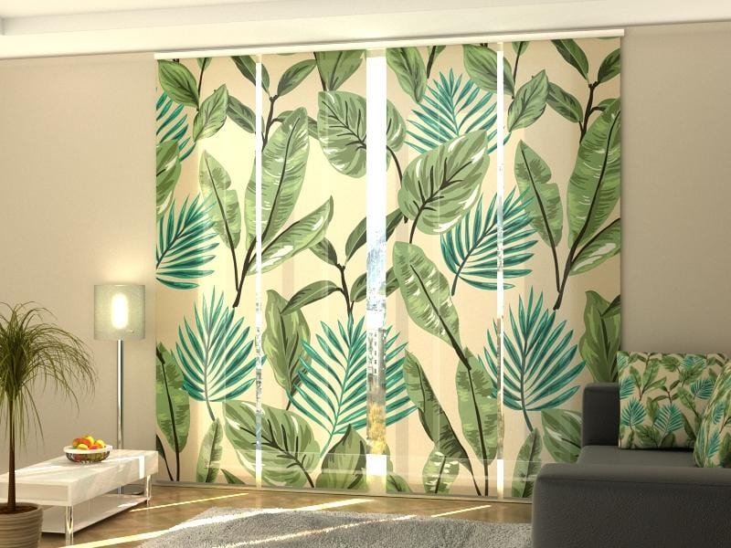 Paneļu aizkari (4 daļas) Curtains Green Leaves 2 Home Trends