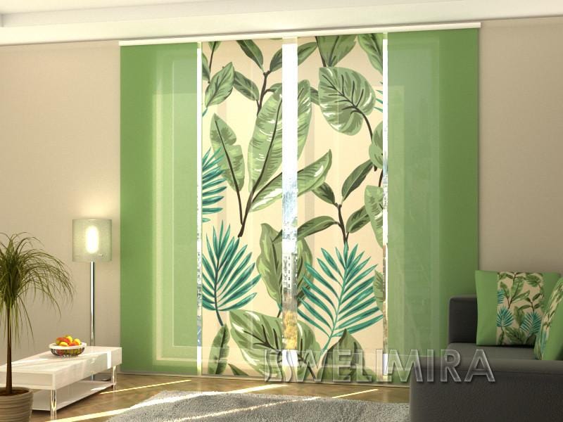 Paneļu aizkari (4 daļas) Curtains Green Leaves Home Trends