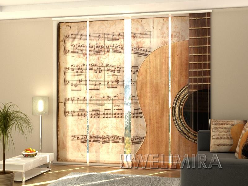 Paneļu aizkari (4 daļas) Curtains Guitar and notes Home Trends