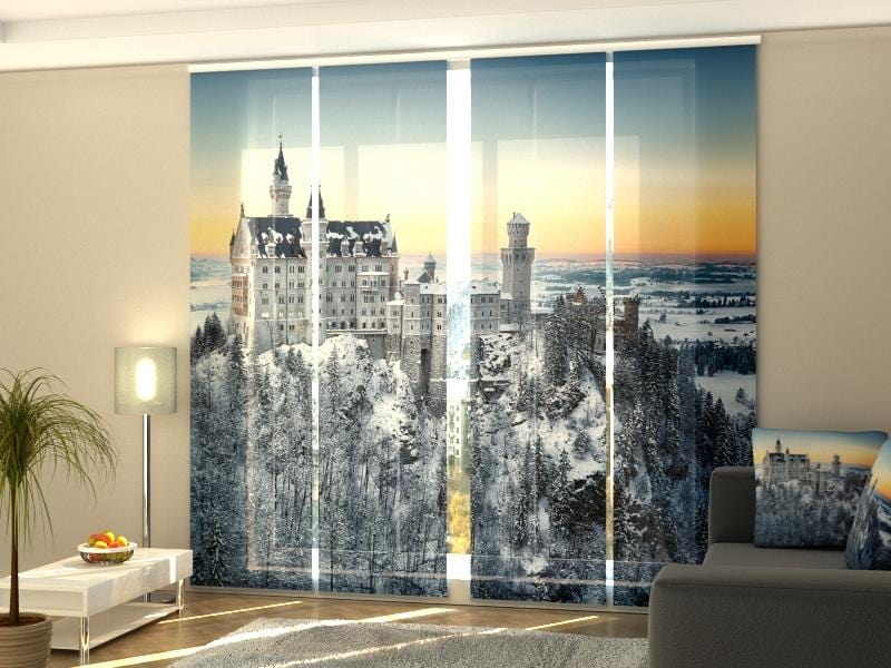 Paneļu aizkari (4 daļas) Curtains Neuschwanstein Castle in Winter Screen / 140 / 40 Home Trends