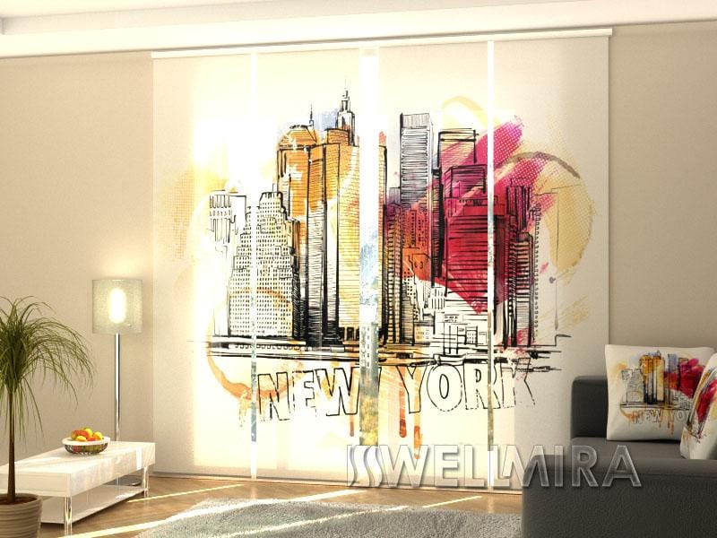 Paneļu aizkari (4 daļas) Curtains New York Art Home Trends