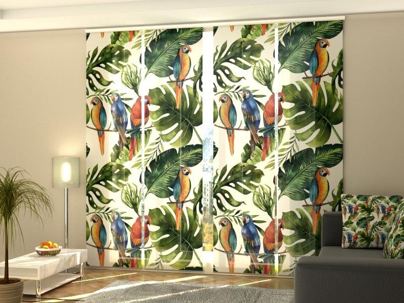 Paneļu aizkari (4 daļas) Curtains Palm Leaf with Parrots Home Trends