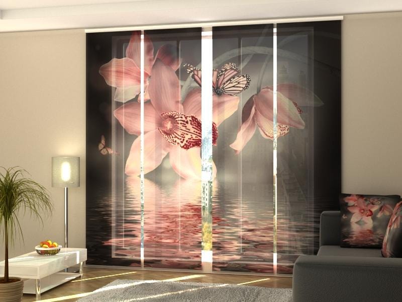 Paneļu aizkari (4 daļas) Curtains Pink Flower Screen / 140 / 40 Home Trends