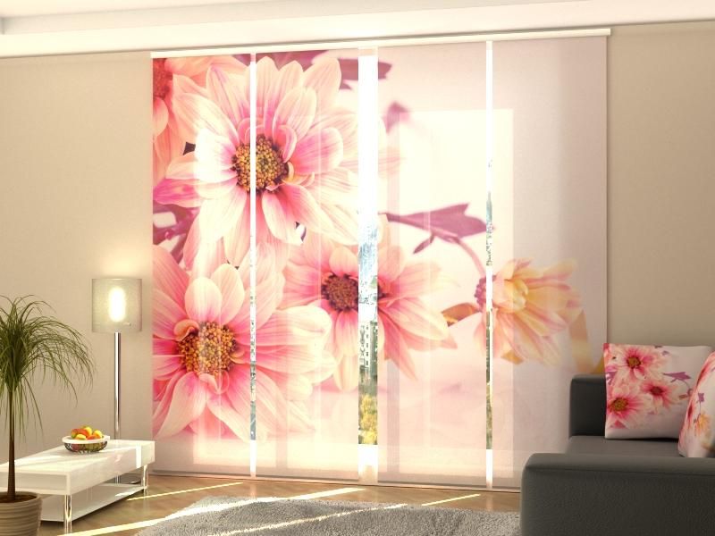 Paneļu aizkari (4 daļas) Curtains Pink Gerberas Screen / 140 / 40 Home Trends