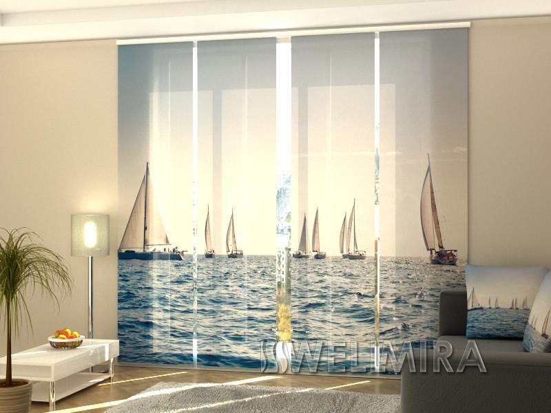 Paneļu aizkari (4 daļas) Curtains Sea and Sailboats Home Trends