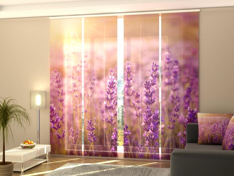 Paneļu aizkari (4 daļas) Curtains Sunset over a Lavender Field Home Trends
