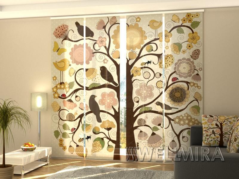 Paneļu aizkari (4 daļas) Curtains Tree with Birds Home Trends