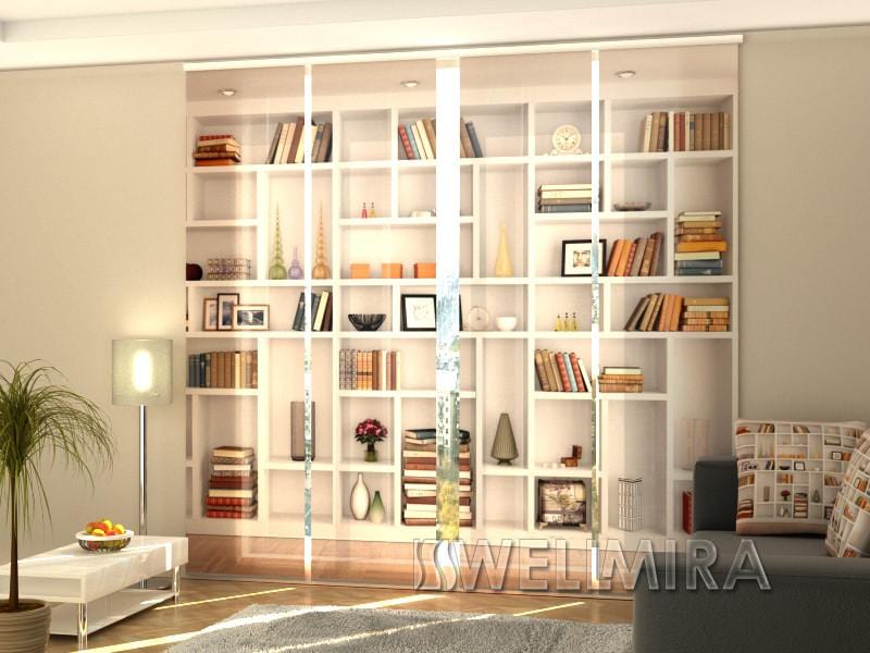 Paneļu aizkari (4 daļas) Curtains White Bookcase Home Trends