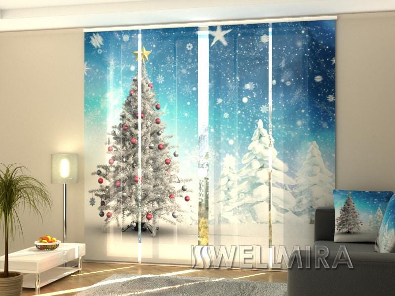 Paneļu aizkari (4 daļas) Curtains White Christmas Trees Home Trends