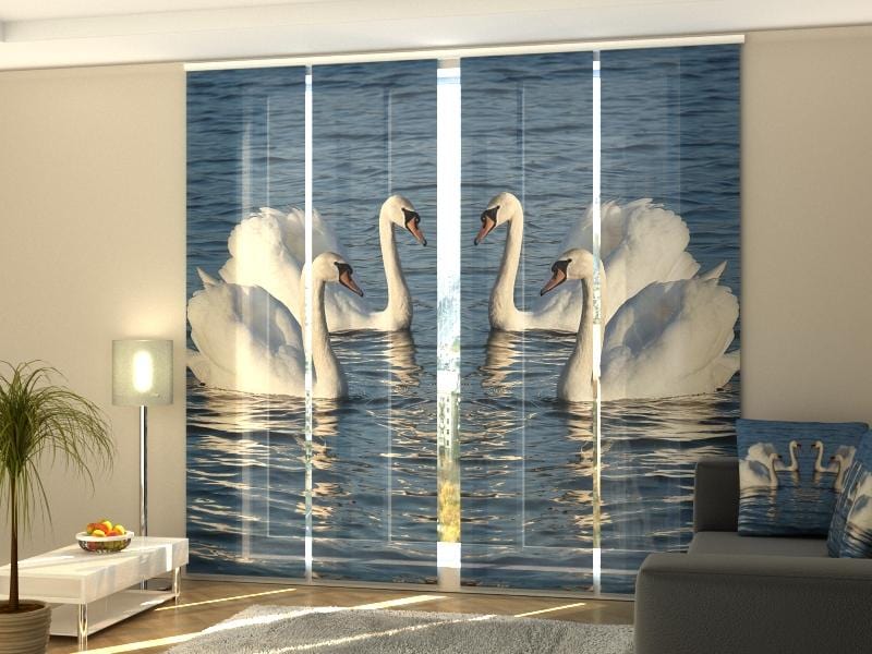Paneļu aizkari (4 daļas) Curtains White Swans Screen / 140 / 40 Home Trends
