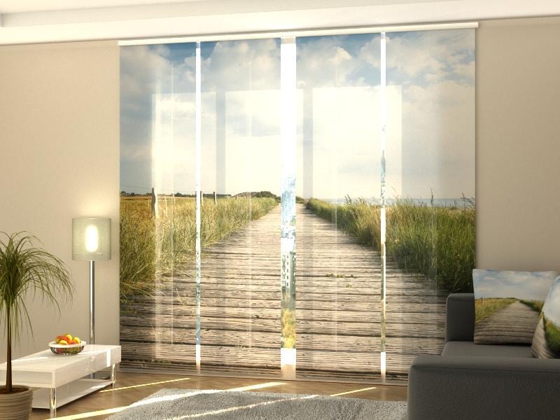 Paneļu aizkari (4 daļas) Curtains Wooden Walkway on Sylt Island Home Trends