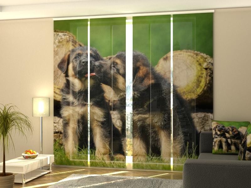 Paneļu aizkari (4 daļas) Cute German Shepherd Puppies Home Trends