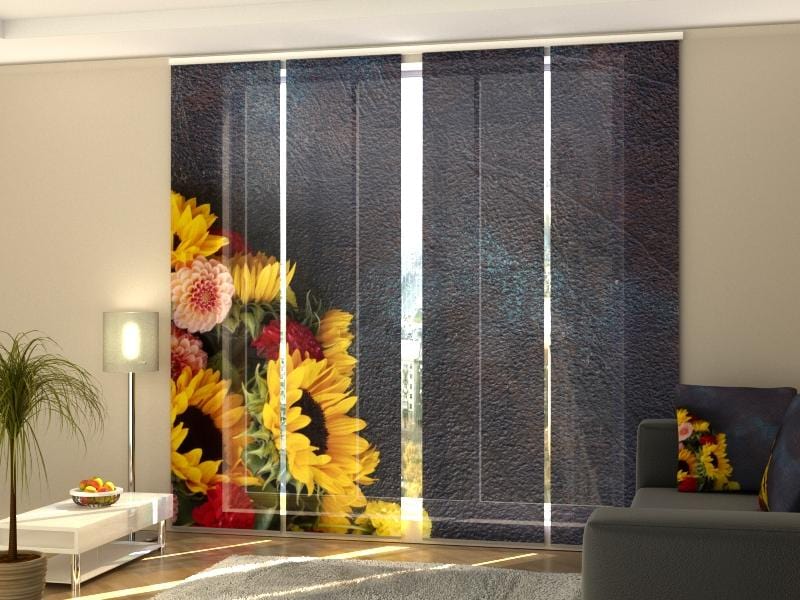Paneļu aizkari (4 daļas) Dahlia and Sunflowers Home Trends