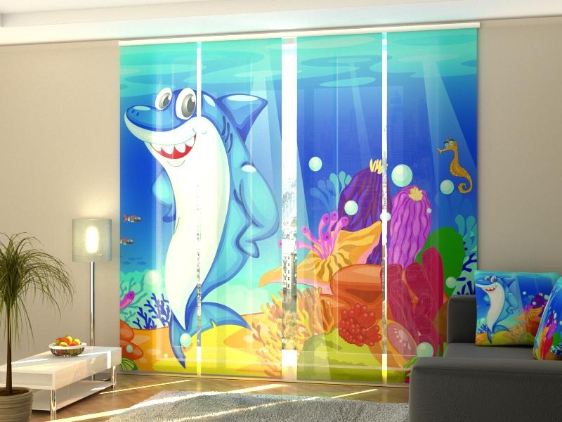 Paneļu aizkari (4 daļas) Funny Shark Home Trends