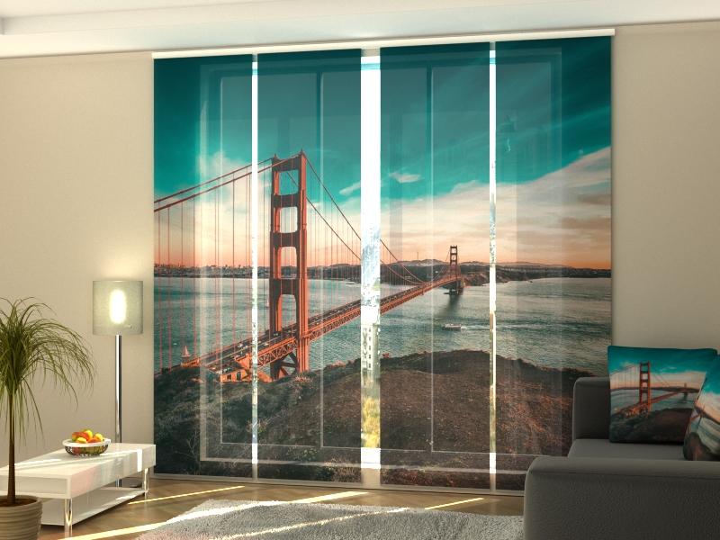 Paneļu aizkari (4 daļas) Golden Gate Bridge at Sunset Home Trends