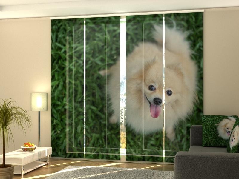Paneļu aizkari (4 daļas) Happy Pomeranian Dog Home Trends