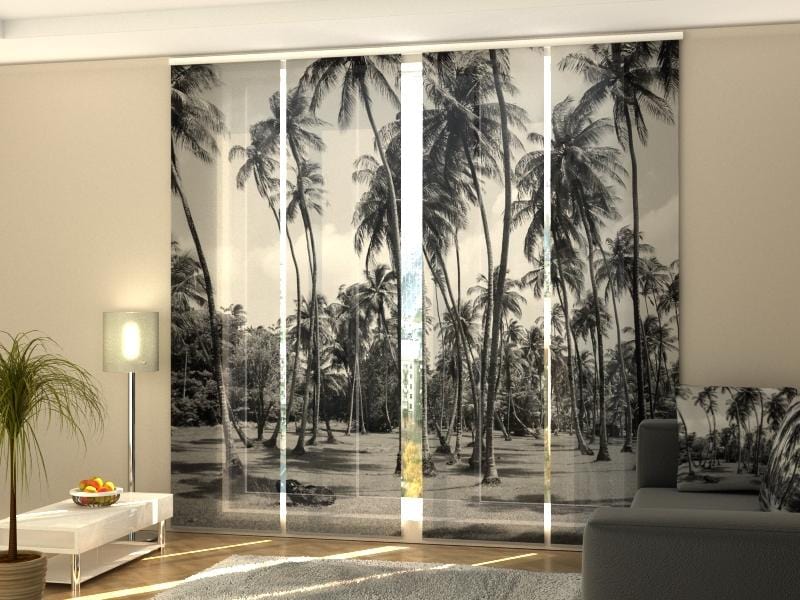 Paneļu aizkari (4 daļas) Palm Trees in Black and White Home Trends
