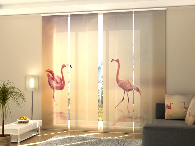 Paneļu aizkari (4 daļas) Pink Flamingoes at Sunset Home Trends