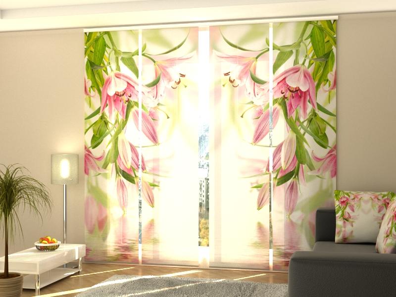 Paneļu aizkari (4 daļas) Pink Lilies Home Trends