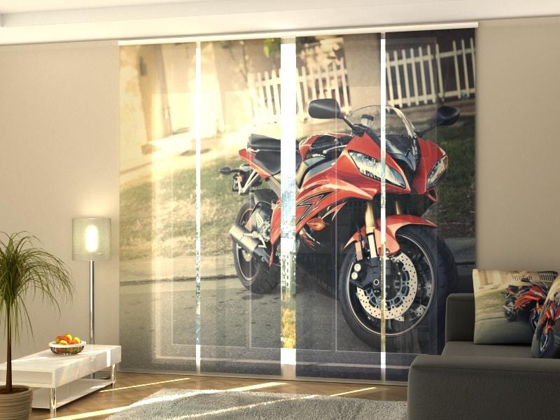 Paneļu aizkari (4 daļas) Red Motorсycle Home Trends