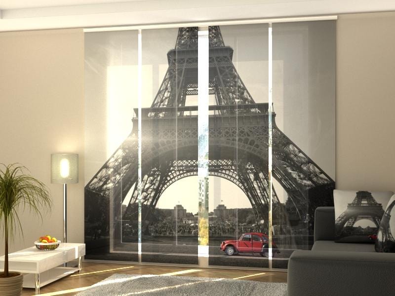 Paneļu aizkari (4 daļas) Retro Car and Eiffel Tower Home Trends