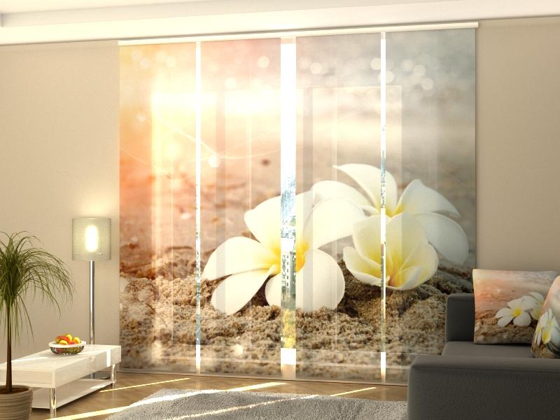 Paneļu aizkari (4 daļas) Tropical Flowers on the  Beach Home Trends