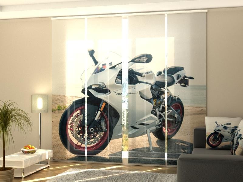Paneļu aizkari (4 daļas) White Motorbike Dukati Panigale Home Trends