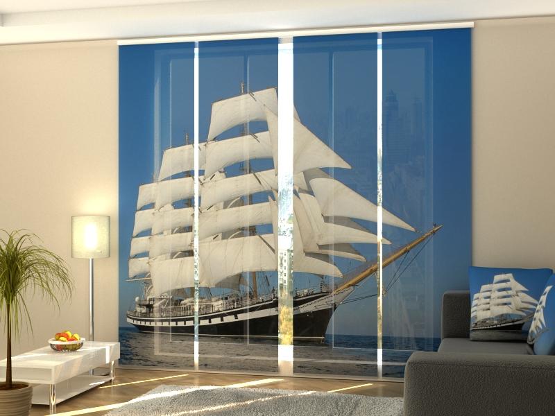 Paneļu aizkari (4 daļas) White Sailing-ship Home Trends